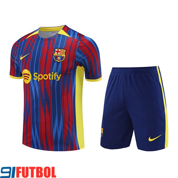 Compra De Camiseta Entrenamiento Cortos FC Barcelona Rojo Azul 2023 2024