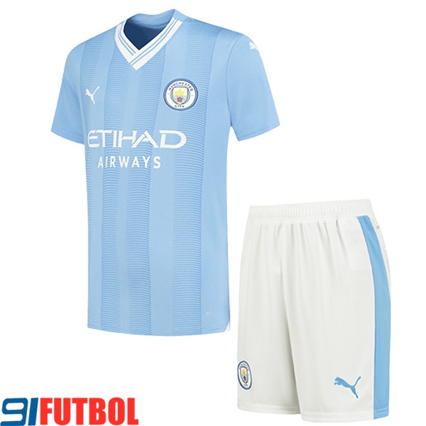 Solo Camisetas De Futbol Manchester City Ninos Primera 2023/2024