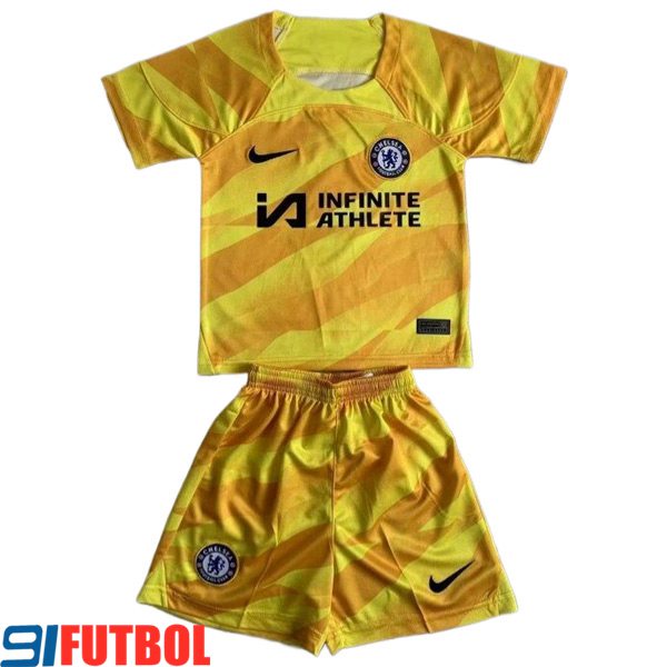 Replicas Camisetas De Futbol FC Chelsea Ninos Portero Amarillo 2023/2024